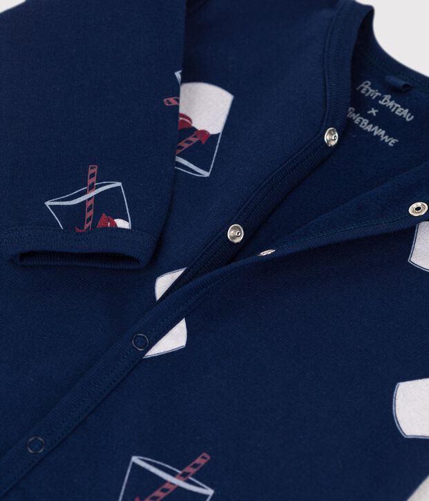 Tutina pigiama beb&egrave; in cotone biologico Tajinebanane x Petit Bateau blu/multicolore