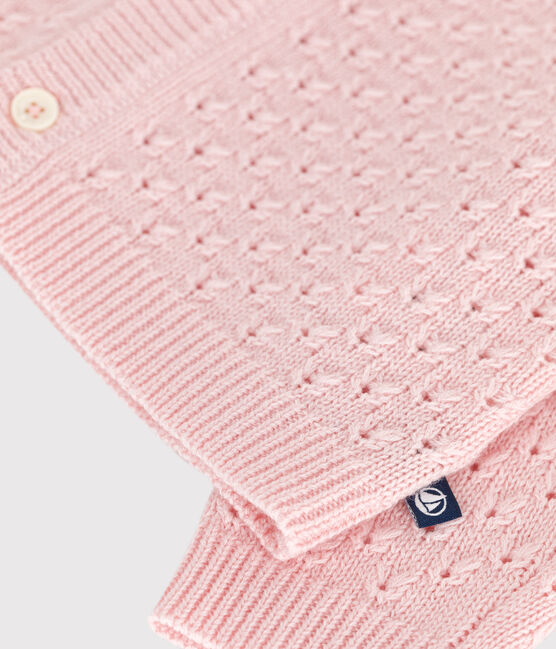 Cardigan in maglia di misto lana e cotone tinta unita neonato rosa JOLI
