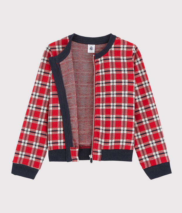 Cardigan a scacchi bambina rosso/multicolore