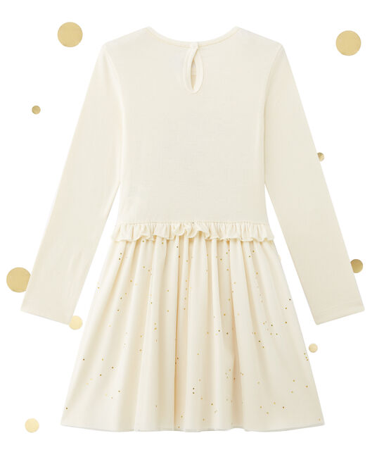 Abito per bambina bi-matière brillante beige COQUILLE