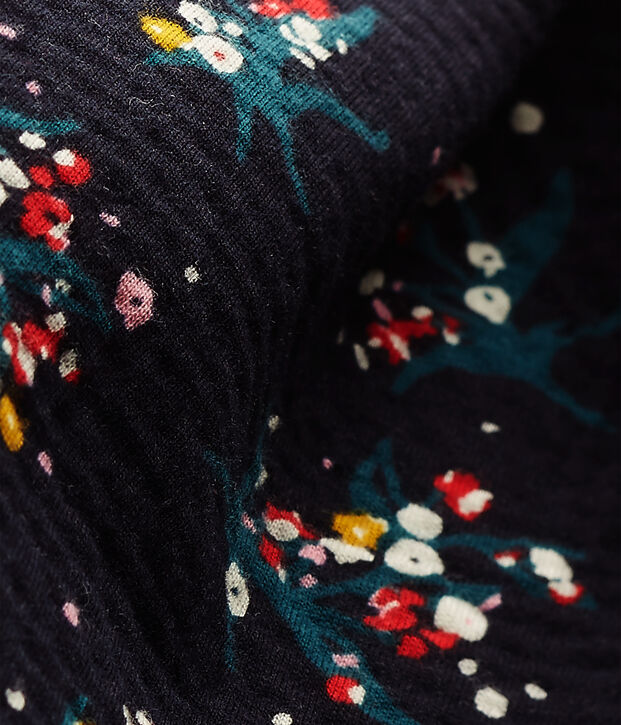 Abito per bambina a maniche a 3/4 in tubique matelass&eacute; blu/multicolore