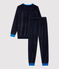 Pigiama blu marine ragazzo in ciniglia blu SMOKING