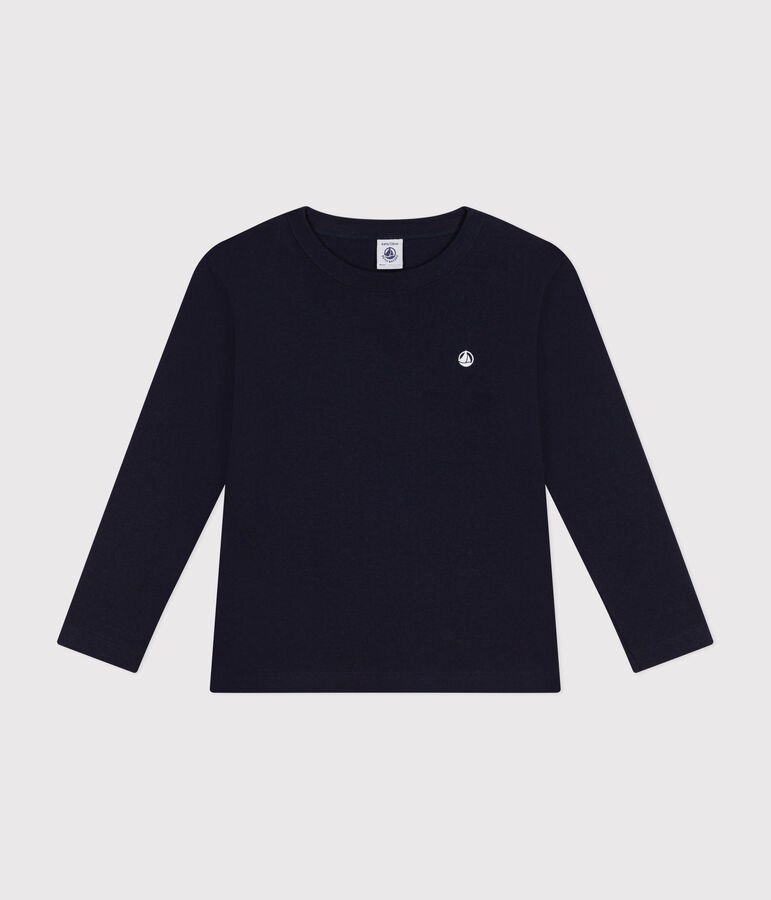 T-shirt a maniche lunghe a costine bambina/bambino blu