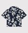 Camicia manica corta bebè in popeline con fantasia hawaiana blu MEDIEVAL/bianco MARSHMALLOW