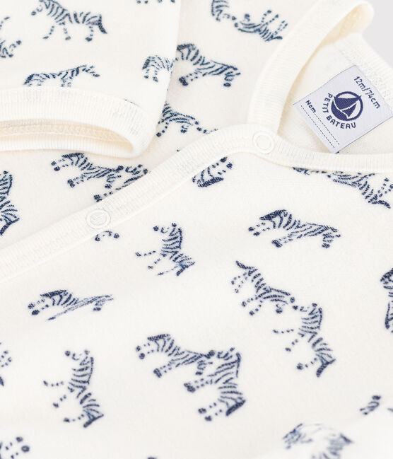 Pigiama in ciniglia con zebra stampata neonato blu MILK/ SOIR