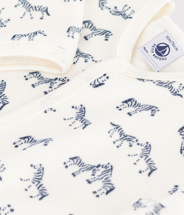 Pigiama in ciniglia con zebra stampata neonato blu/blu