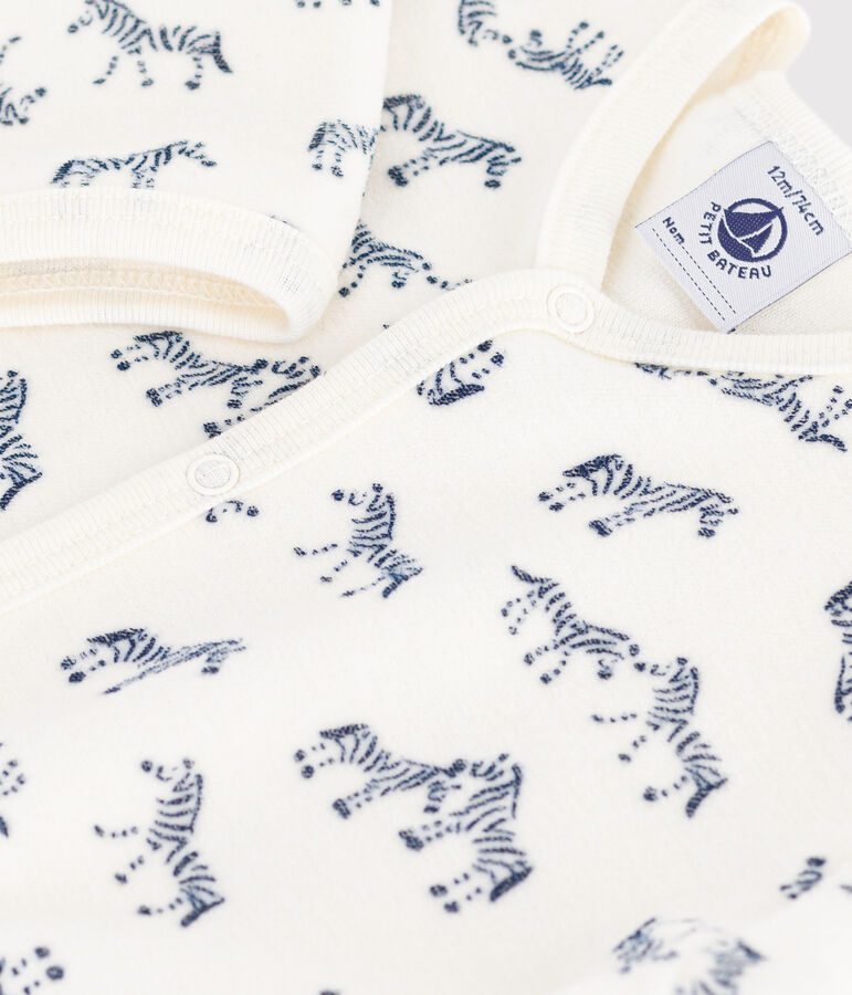 Pigiama in ciniglia con zebra stampata neonato blu/blu