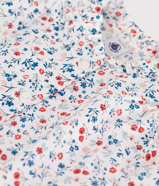 Blusa a maniche corte in cotone a fiori bambina bianco MARSHMALLOW/bianco MULTICO