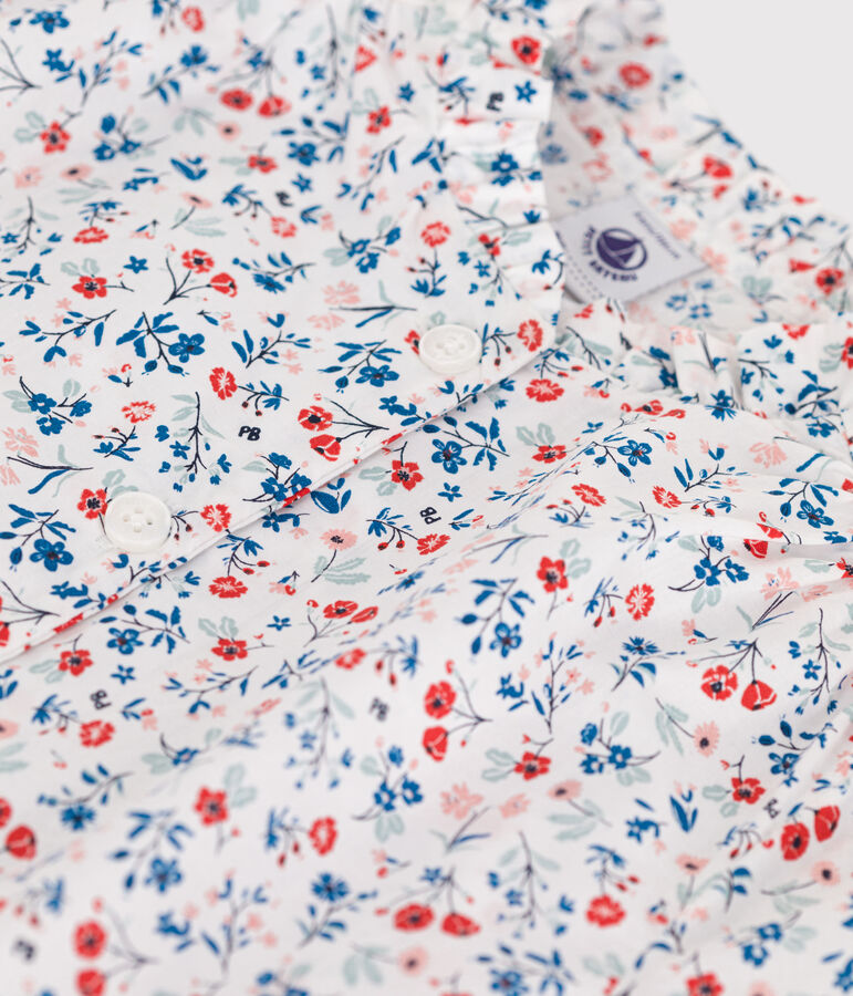 Blusa a maniche corte in cotone a fiori bambina bianco/multicolore