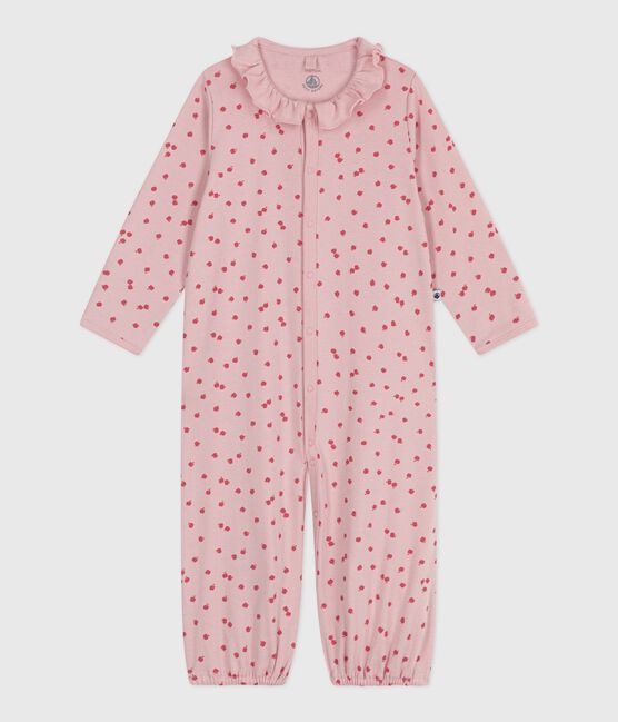 Tutina e sacco nanna in cotone con colletto e stampa neonato rosa JOLI/bianco MULTICO