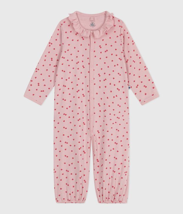 Tutina e sacco nanna in cotone con colletto e stampa neonato rosa/multicolore