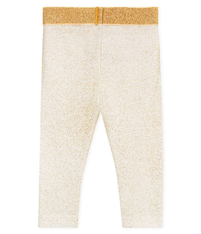 Legging beb&egrave; bambina con paillette bianco/rosa