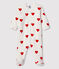Tutina a cuori rossi bebé a costine bianco MARSHMALLOW/rosso TERKUIT