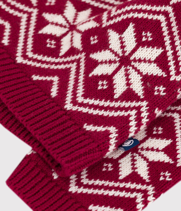 Maglione in misto lana e cotone fantasia neonato rosso/ecru