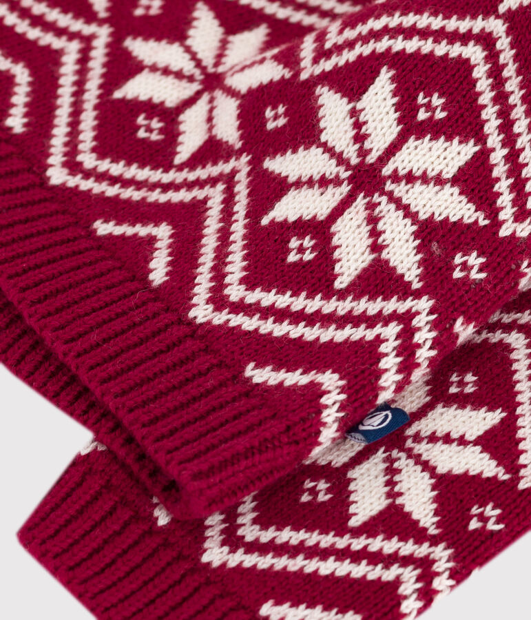 Maglione in misto lana e cotone fantasia neonato rosso/ecru