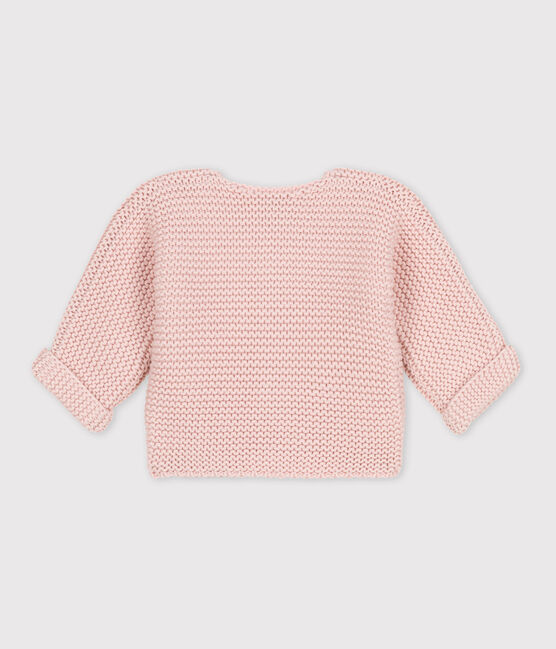 Cardigan bebè in tricot in cotone a punto legaccio rosa SALINE