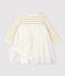 Abito bi-materiale a maniche lunghe bebè femmina beige COQUILLE/giallo LUREX DORE