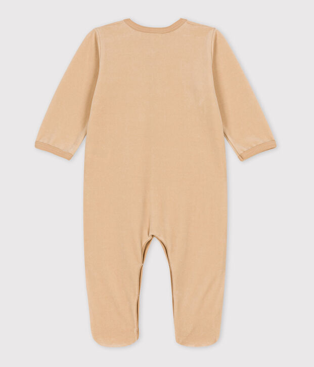Tutina pigiama beb&egrave; in ciniglia motivo pecora beige