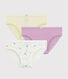 Confezione da 3 slip a fiori bambina in cotone e lino