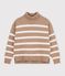 Pullover dolcevita in misto lana e cotone a righe donna beige/ecru