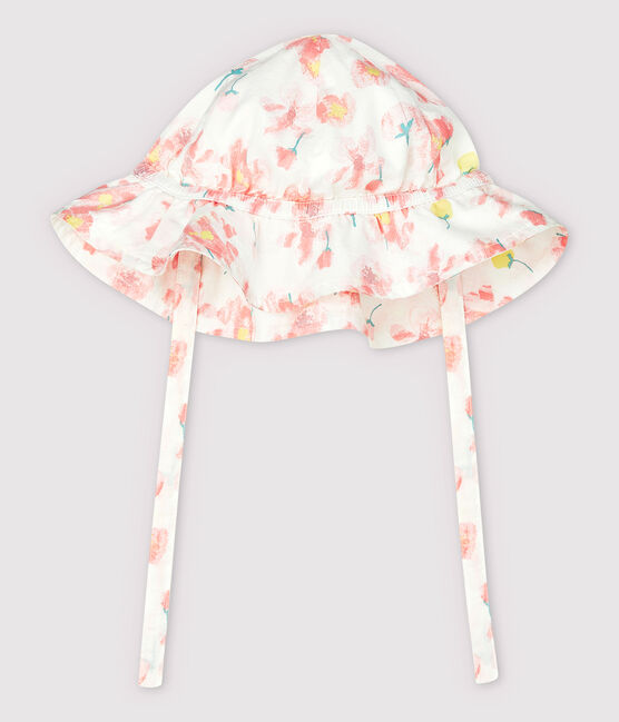 Cappellino in popeline fantasia a fiori bebé bambina bianco MARSHMALLOW/bianco MULTICO