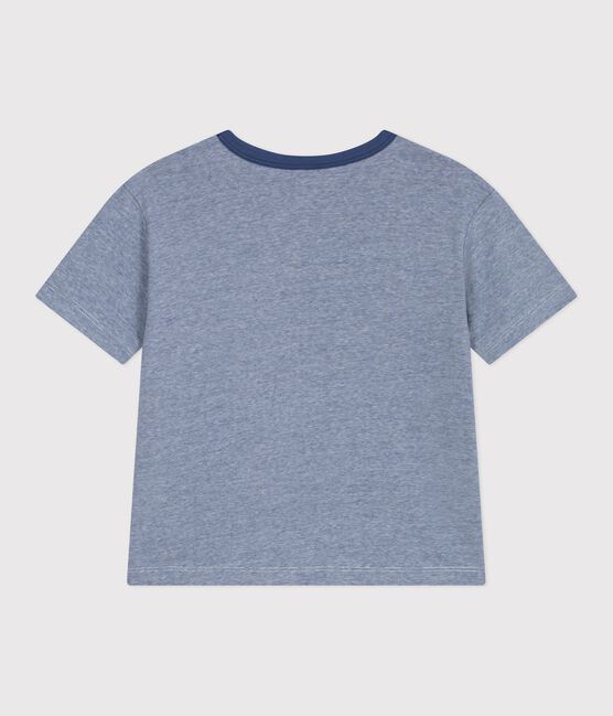 T-shirt a maniche corte in cotone a righe bambino blu CREPUSCULE/ MARSHMALLOW