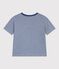 T-shirt a maniche corte in cotone a righe bambino blu CREPUSCULE/ MARSHMALLOW