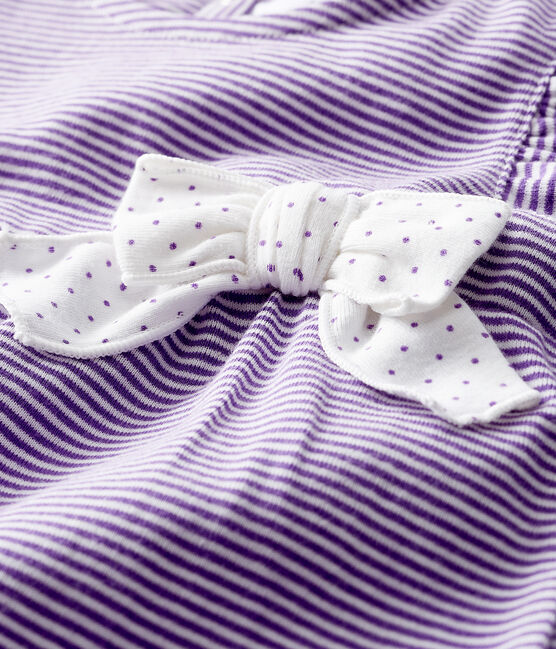 Tutina corta bebè femmina millerighe viola REAL/bianco MARSHMALLOW