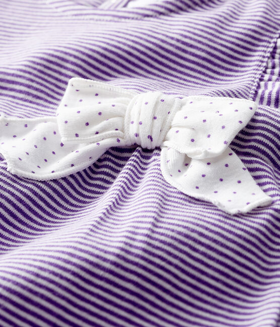 Tutina corta bebè femmina millerighe viola REAL/bianco MARSHMALLOW