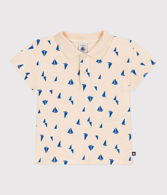 Polo a maniche corte in cotone con barchette stampate neonato blu AVALANCHE/bianco PERSE