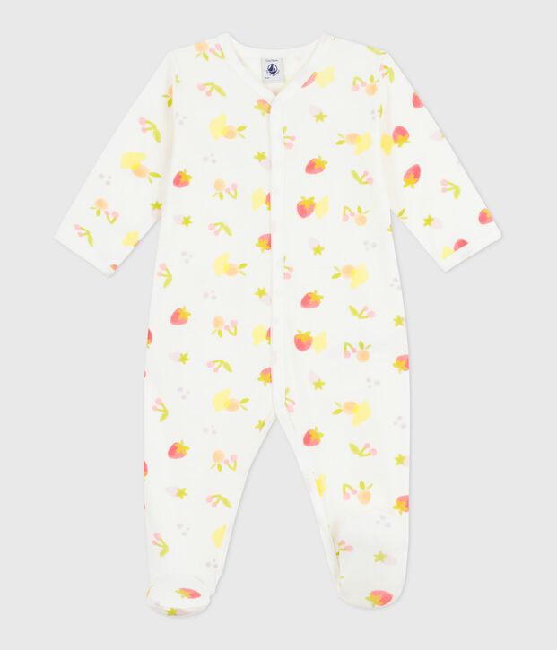 Pigiama in cotone con frutti stampati neonato bianco/multicolore