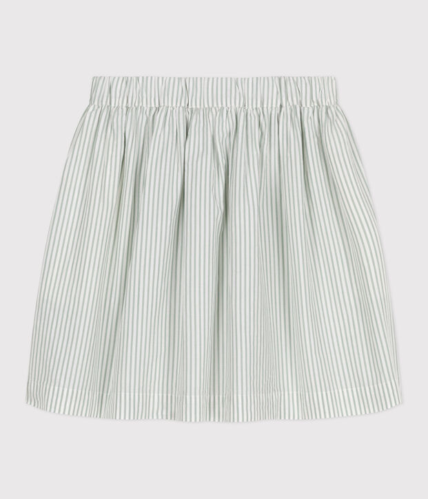 Gonna in cotone a righe bambina verde/bianco