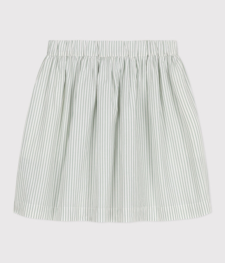 Gonna in cotone a righe bambina verde/bianco