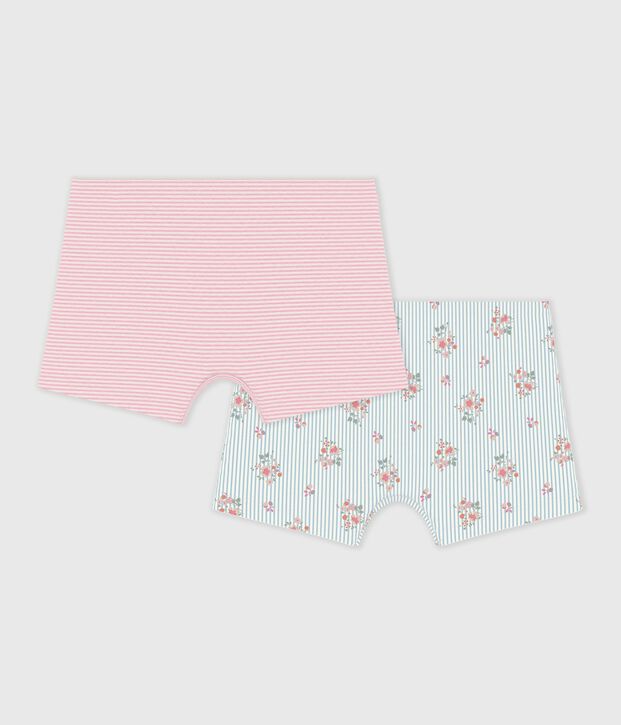 Set di shorty lunghi in cotone con stampa a fiori bambina multicolore