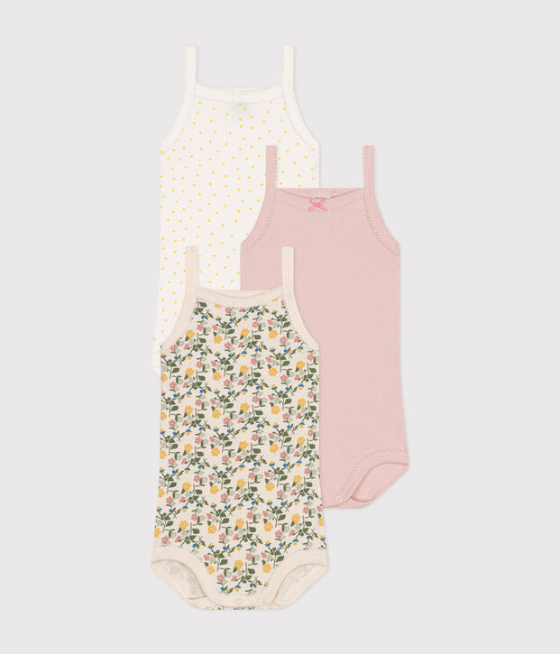 Set di 3 body con spalline a fiori beb&egrave; in cotone multicolore