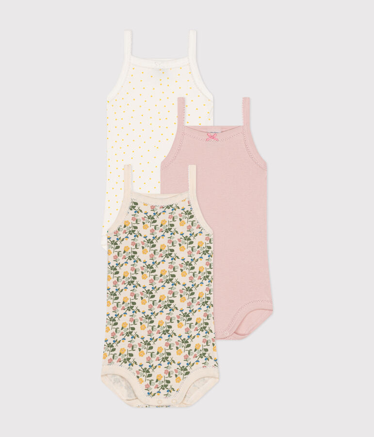 Set di 3 body con spalline a fiori beb&egrave; in cotone multicolore