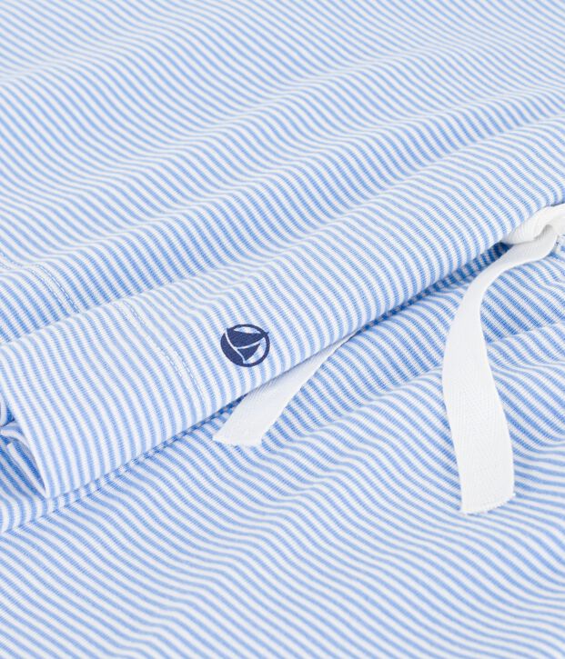 Pigiama corto donna in cotone a righe blu/bianco
