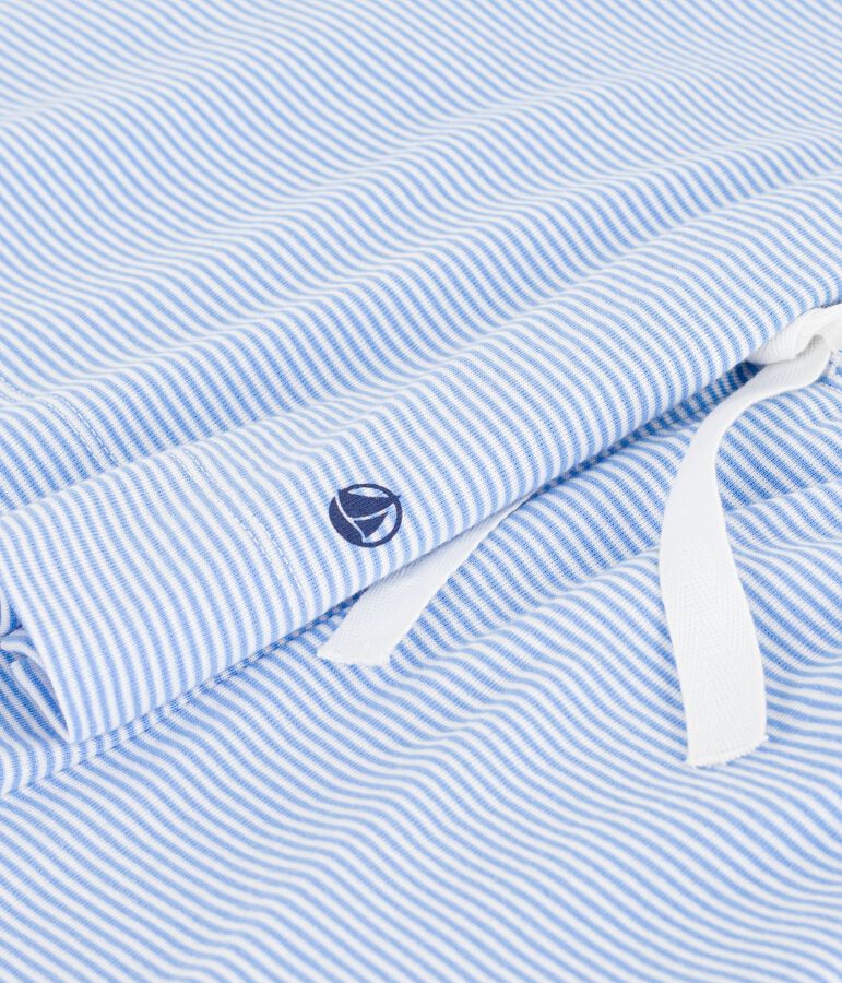 Pigiama corto donna in cotone a righe blu/bianco