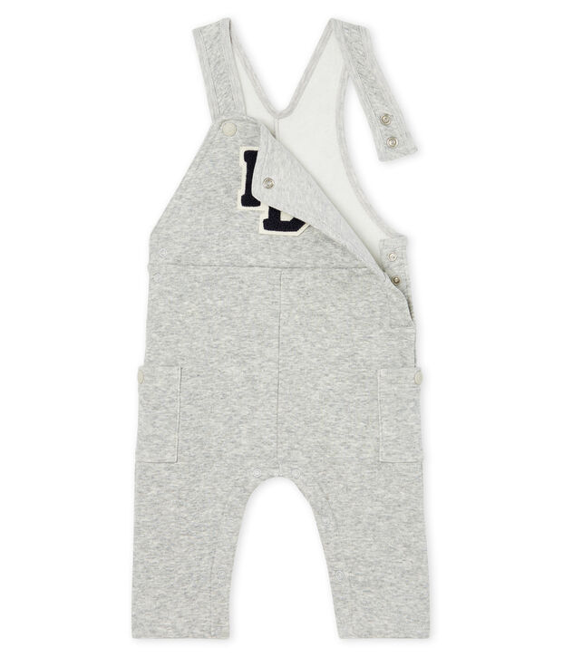 Salopette lunga beb&egrave; maschio in maglia di velluto BELUGA CHINE