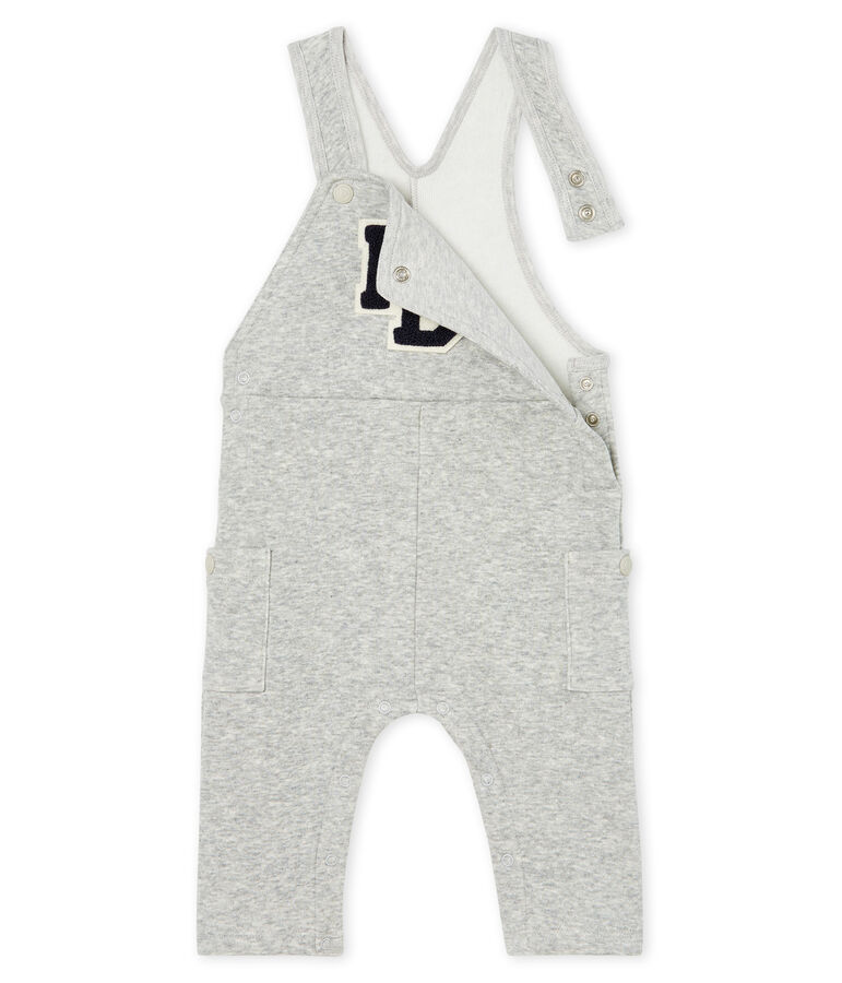 Salopette lunga beb&egrave; maschio in maglia di velluto grigio