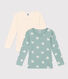 Confezione da 2 t-shirt bambina maniche lunghe in cotone motivo cuore