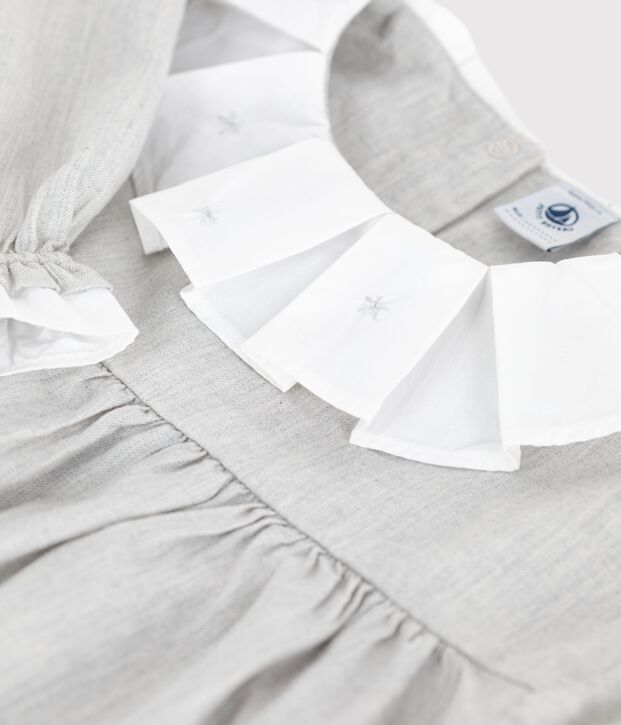 Abito a maniche lunghe in flanella tinta unita bambina grigio