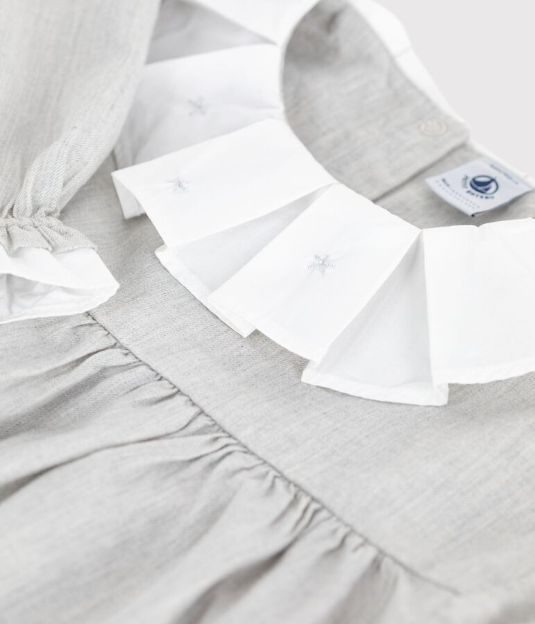 Abito a maniche lunghe in flanella tinta unita bambina grigio