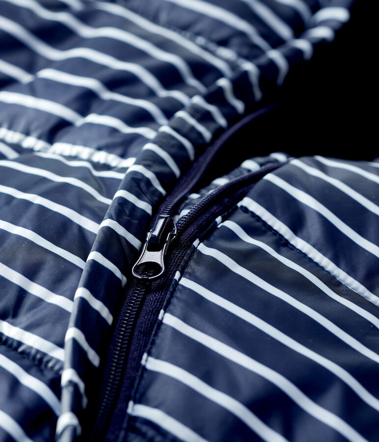 Tutina imbottita a righe beb&egrave; blu SMOKING/bianco MARSHMALLOW