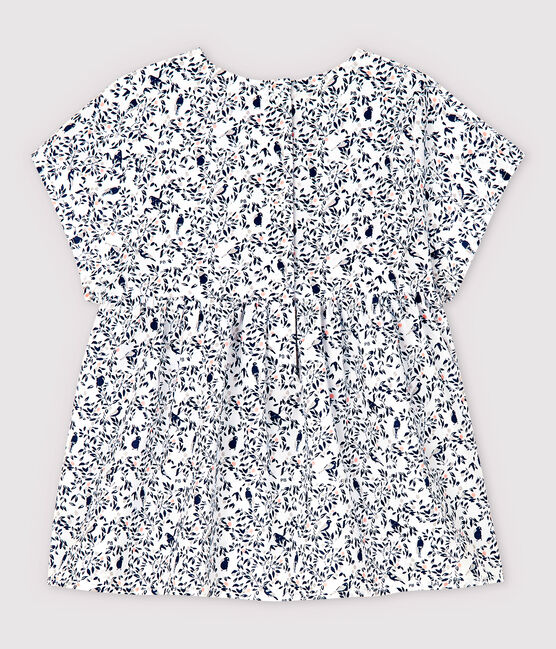 Blusa manica corta in popeline bebè femmina bianco MARSHMALLOW/bianco MULTICO