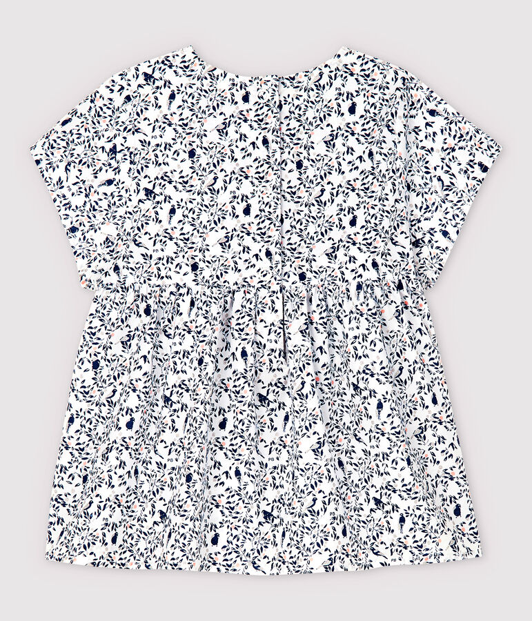 Blusa manica corta in popeline beb&egrave; femmina bianco/multicolore