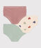 Confezione da 3 culotte a vita alta cuori in cotone bambino variante 1