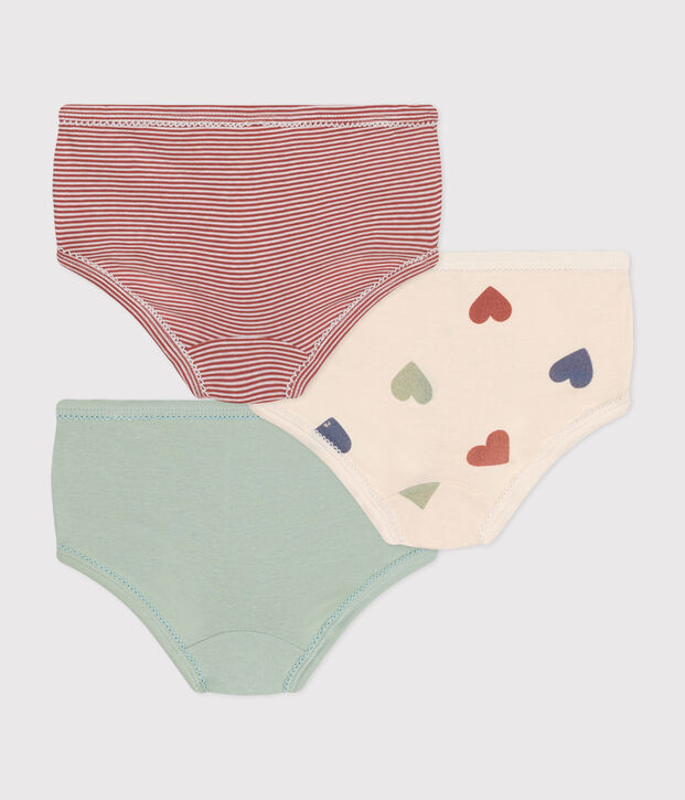 Confezione da 3 culotte a vita alta cuori in cotone bambino multicolore