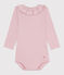 Body con colletto in cotone tinta unita neonata rosa JOLI