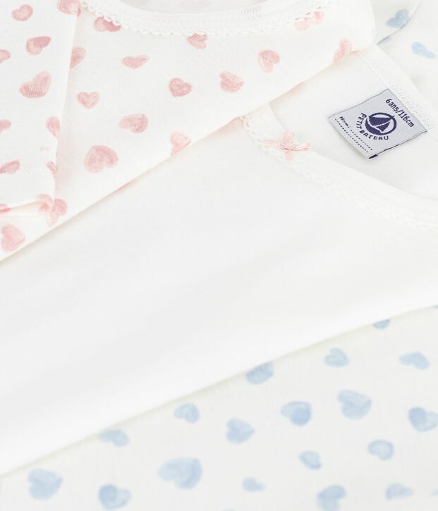 Set di T-shirt a maniche lunghe in cotone con stampa a cuori bambina multicolore